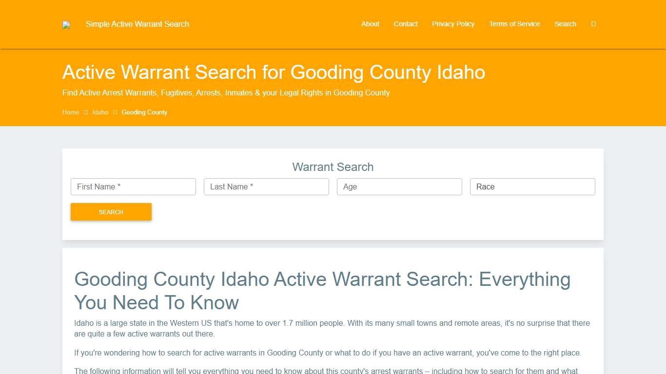 Active Warrant Search in Gooding County Idaho - Outstanding Warrants