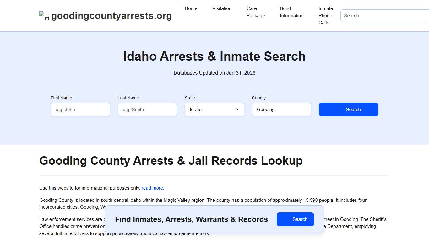 Gooding County, ID Arrests, Warrants, Police Records Search